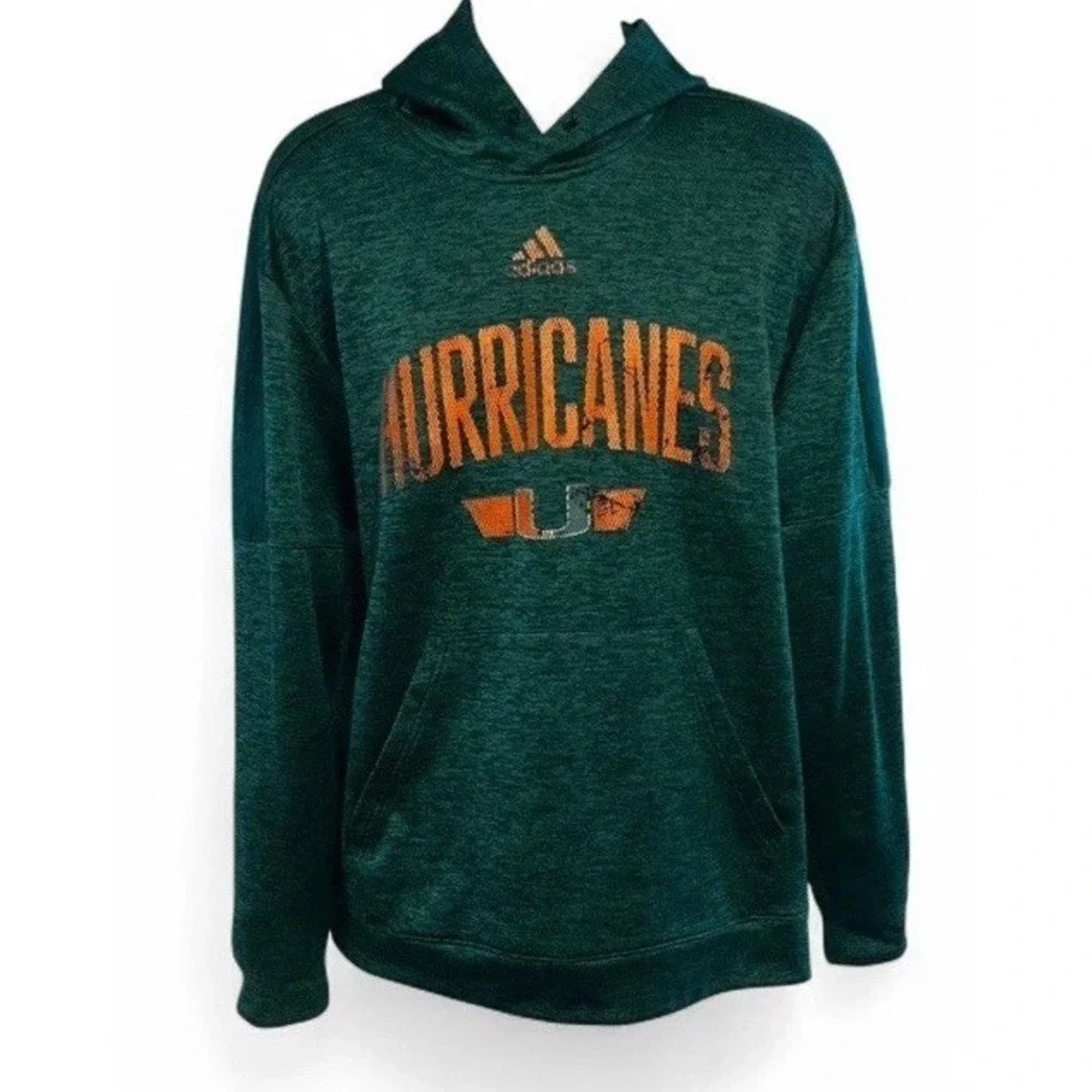 Adidas Men's Vintage Inspired Miami Hurricanes Hoodie Sweatshirt Climawarm XL
